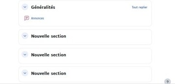 Sections du cours (ou tuiles selon le format de cours)