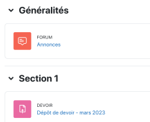 Affichage du contenu du cours